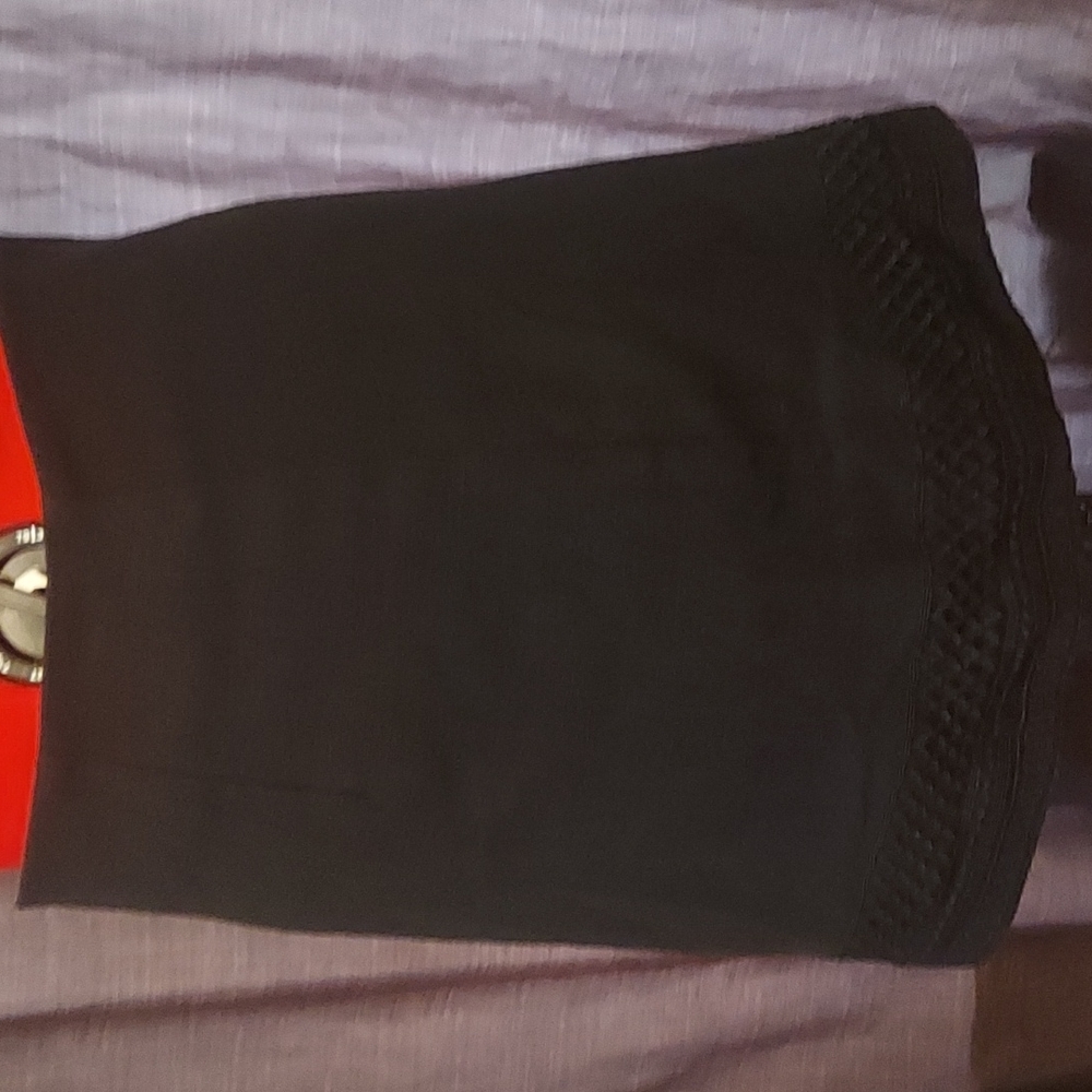 LOFT Black Short Skirt Lace Embroidered Hem Lined Cotton Blend Linen